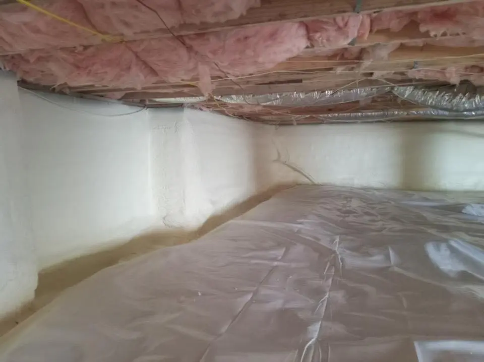 Crawl space encapsulation with closed-cell spray foam for Metal Roof Coating in Harvey